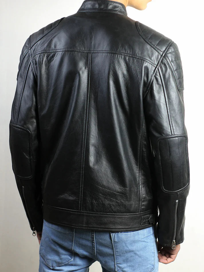 Fenric Men’s Black Leather Moto Jacket