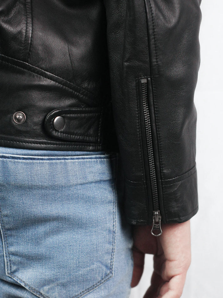 Men’s Classic Black Cafe Racer Leather Jacket