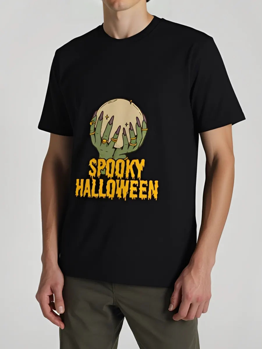 Unisex Spooky Halloween Moon Hand Graphic T-Shirt
