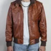 Oaklen Hooded Brown Bomber Jacket