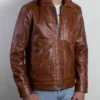 Shirt Collar Leather Jacket