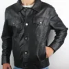 Valtor Men's Black Trucker Lambskin Leather Jacket