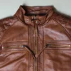 quilted shoulder leather jacket