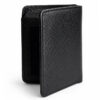 black double cash slot leather wallet