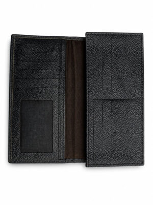 black leather long wallet