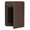 brown double cash compartments leather wallet