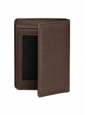 brown double cash compartments leather wallet
